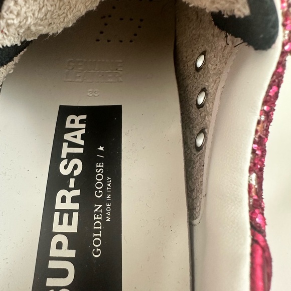 NEW! Golden Goose Superstar Glitter Private Edt Sneakers 38 8 Hot Pink Red Auth - Picture 6 of 12